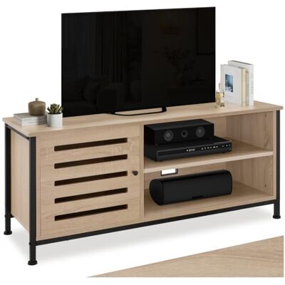 tectake ® Lowboard, TV Schrank, Regal Kommode mit Schubladen und Ablagen, Sideboard Wohnzimmer 121,5 x 41,5 x 50,5 cm, Fernsehtisch, Möbel Schlafzimmer, TV Board (Industrial Holz hell, Eiche Sonoma) tectake ® Lowboard, TV Schrank, Regal Kommode mit Schubladen und Ablagen, Sideboard Wohnzimmer 121,5 x 41,5 x 50,5 cm, Fernsehtisch, Möbel Schlafzimmer, TV Board (Industrial Holz hell, Eiche Sonoma)