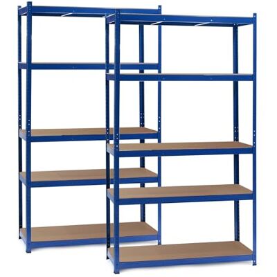 Wiltec Schwerlastregale - 2 Stück, 100x50x200cm, 5 Regale - Metall & MDF Wiltec Schwerlastregale - 2 Stück, 100x50x200cm, 5 Regale - Metall & MDF