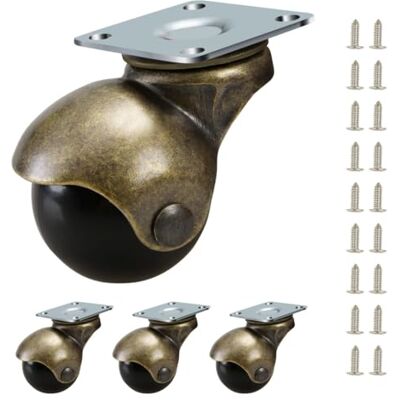 JGJC 2 Zoll Kugelrollen für Möbel, Antik Möbelrollen Messing, Vintage Lenkrollen Räder Schwerlast, Drehplatte Kugelrollen 4er Set, Möbelrollen für Tisch Kommode Schrank JGJC 2 Zoll Kugelrollen für Möbel, Antik Möbelrollen Messing, Vintage Lenkrollen Räder Schwerlast, Drehplatte Kugelrollen 4er Set, Möbelrollen für Tisch Kommode Schrank