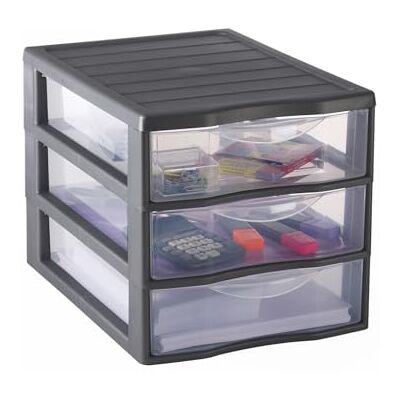 Sundis Orgamix, schubladenbox aus Kunststoff, 3 transparente Schubladen für A4-Papier, Höhe 25,5 cm, stapelbar, ideal für Schreibtisch, Unterricht, Dokumente, Zubehör Sundis Orgamix, schubladenbox aus Kunststoff, 3 transparente Schubladen für A4-Papier, Höhe 25,5 cm, stapelbar, ideal für Schreibtisch, Unterricht, Dokumente, Zubehör