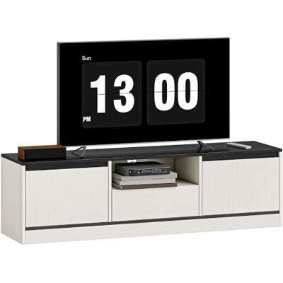HOMCOM TV-Konsole modern 55-60" mit Schrank, gewaschen Weißholz Entertainment Center, Schublade, Kabelmanagement, Medienkonsole, Soft-Close-Türen, Wohnzimmer HOMCOM TV-Konsole modern 55-60" mit Schrank, gewaschen Weißholz Entertainment Center, Schublade, Kabelmanagement, Medienkonsole, Soft-Close-Türen, Wohnzimmer