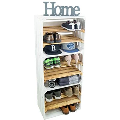 Kistenkolli Altes Land 3 x Schuhschrank Schuhregal Weinregal Weinschrank Schuhschrank für 18 Paar Schuhe als Schuhständer Schuhaufbewahrung stabiles Regal in Obstkisten Optik (3er set weiss / geflammte Mittelbretter) Kistenkolli Altes Land 3 x Schuhschrank Schuhregal Weinregal Weinschrank Schuhschrank für 18 Paar Schuhe als Schuhständer Schuhaufbewahrung stabiles Regal in Obstkisten Optik (3er set weiss / geflammte Mittelbretter)