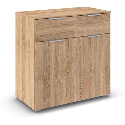 Rauch Möbel Alabama, Kommode für Schlafzimmer, Kinderzimmer, Garderobe, Flur, 2-türig, mit 2 Schubladen, Soft-Close-Funktion, Farbe Eiche Sonoma, Holz, Griff Alufarben, Maße 80x81x42cm Rauch Möbel Alabama, Kommode für Schlafzimmer, Kinderzimmer, Garderobe, Flur, 2-türig, mit 2 Schubladen, Soft-Close-Funktion, Farbe Eiche Sonoma, Holz, Griff Alufarben, Maße 80x81x42cm