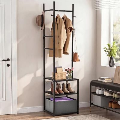 YITAHOME Coat Stand Shoe Rack, Hall Tree with Drawer Clothes Rail (Black) Industrial Hall Tree with 1 Fabric Drawer, 40x45x182cm Garment Rack Wardrobe Organiser Hallway Storage Unit YITAHOME Coat Stand Shoe Rack, Hall Tree with Drawer Clothes Rail (Black) Industrial Hall Tree with 1 Fabric Drawer, 40x45x182cm Garment Rack Wardrobe Organiser Hallway Storage Unit