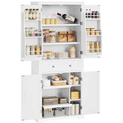YITAHOME Küchenschrank, 182.5CM Hochschrank Küche Vorratsschrank, Buffetschrank mit Verstellbaren Ablagen, Esszimmerschrank mit Schubladen, für Wohnzimmer Küche Mehrzweckschrank mit Gewürzregal, Schubladen & verstellbaren Ablagen. Esszimmers schrank aus YITAHOME Küchenschrank, 182.5CM Hochschrank Küche Vorratsschrank, Buffetschrank mit Verstellbaren Ablagen, Esszimmerschrank mit Schubladen, für Wohnzimmer Küche Mehrzweckschrank mit Gewürzregal, Schubladen & verstellbaren Ablagen. Esszimmers schrank aus