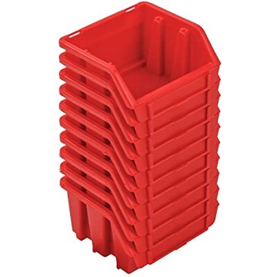 PAFEN Stapelboxen Set – 10x Stapelbox für Werkzeugwand 115 x 75 x 118 mm – Sichtbox Stapelkasten Stapelbox Lagerbox, Rot PAFEN Stapelboxen Set – 10x Stapelbox für Werkzeugwand 115 x 75 x 118 mm – Sichtbox Stapelkasten Stapelbox Lagerbox, Rot