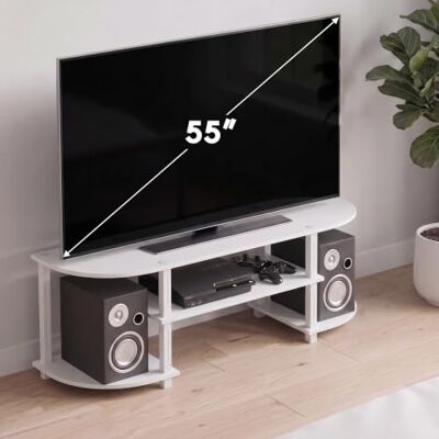 Furinno Turn-S-Tube TV-Ständer für Fernseher bis 55 inch, Weiß Entertainment-Center, TV-Konsole mit offenen Ablagen, für Wohnzimmer und Schlafzimmer Furinno Turn-S-Tube TV-Ständer für Fernseher bis 55 inch, Weiß Entertainment-Center, TV-Konsole mit offenen Ablagen, für Wohnzimmer und Schlafzimmer