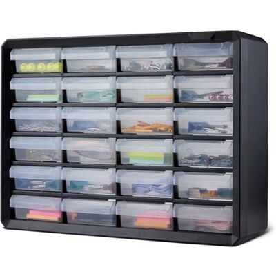 Amazon Schubladenbox, 24-Fächer Kleinteilemagazin aus Kunststoff mit Trennwänden für Büro/Werkzeug/Basteln, Wandmontage, 16 x 54,1 x 40,1 cm, Schwarz Amazon Schubladenbox, 24-Fächer Kleinteilemagazin aus Kunststoff mit Trennwänden für Büro/Werkzeug/Basteln, Wandmontage, 16 x 54,1 x 40,1 cm, Schwarz