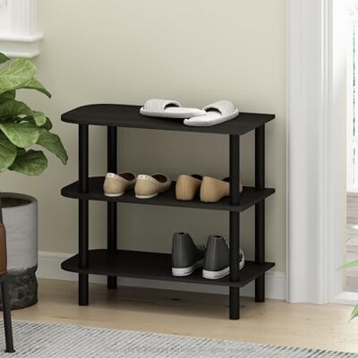 Furinno Turn-N-Tube Schuhregal, 3-stöckiger Schuh-Organizer, Schuhregal-Aufbewahrung mit gebogenem freistehendem Organizer, 29.7 x 59.9 x 55.6 cm, für Schrank, Büro, Garage, Dunkel Espresso/Schwarz Furinno Turn-N-Tube Schuhregal, 3-stöckiger Schuh-Organizer, Schuhregal-Aufbewahrung mit gebogenem freistehendem Organizer, 29.7 x 59.9 x 55.6 cm, für Schrank, Büro, Garage, Dunkel Espresso/Schwarz