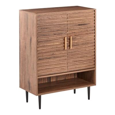 Beliani Schuhschrank Holzoptik Dunkelbraun Lamellenoptik mit 2 Türen Metallbeine modern Keith Beliani Schuhschrank Holzoptik Dunkelbraun Lamellenoptik mit 2 Türen Metallbeine modern Keith