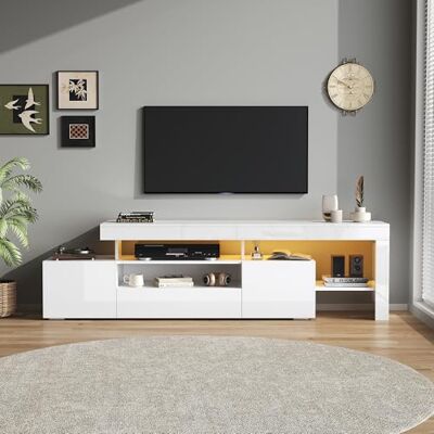 BTM 192x37x53cm TV Schrank mit 3 schränke,TV Stand und Fernsehschrank Mit LED,Hochglanz Lowboard und Fernsehtisch,TV-Board und TV-Kommode Geeignet für Fernseher um 85 Zoll, Weiß BTM 192x37x53cm TV Schrank mit 3 schränke,TV Stand und Fernsehschrank Mit LED,Hochglanz Lowboard und Fernsehtisch,TV-Board und TV-Kommode Geeignet für Fernseher um 85 Zoll, Weiß