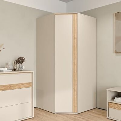 Forte WEXLIN Eckkleiderschrank 90 95, moderner Kleiderschrank mit Schranktür, Kinder- und Jugendzimmer, Kaschmir Beige Mauvella Eiche Holzdekor, 92,2 cm breit x 193,7 cm hoch x 92,2 cm tief Forte WEXLIN Eckkleiderschrank 90 95, moderner Kleiderschrank mit Schranktür, Kinder- und Jugendzimmer, Kaschmir Beige Mauvella Eiche Holzdekor, 92,2 cm breit x 193,7 cm hoch x 92,2 cm tief
