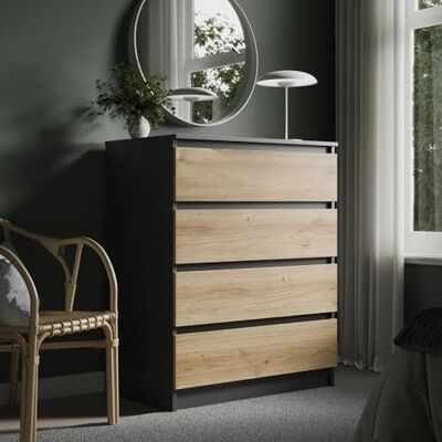 Home Collective Kommode mit 4 Schubladen 80x100 cm Kommode anthrazit artisan-eiche schmal Holz Schrank Kommode mit Schubladen Sideboard Highboard Anrichte Schlafzimmer Wohnzimmer Flur Büro Organizer Breite 80 cm Home Collective Kommode mit 4 Schubladen 80x100 cm Kommode anthrazit artisan-eiche schmal Holz Schrank Kommode mit Schubladen Sideboard Highboard Anrichte Schlafzimmer Wohnzimmer Flur Büro Organizer Breite 80 cm