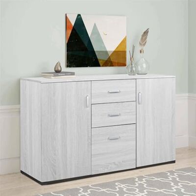 Dmora Kommode Benidorm 120x40x82,5 cm Grau 2 Regale 2 Schubladen Dmora Kommode Benidorm 120x40x82,5 cm Grau 2 Regale 2 Schubladen