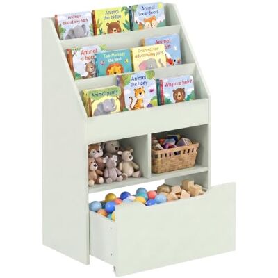 HOMCOM Kind Buchregal mit beweglicher Schublade Montessori Grün Kinder-Bücherregal mit Rollen, Spielzeug-Organizer, für Schlafzimmer, Spielzimmer HOMCOM Kind Buchregal mit beweglicher Schublade Montessori Grün Kinder-Bücherregal mit Rollen, Spielzeug-Organizer, für Schlafzimmer, Spielzimmer