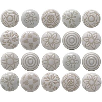 Ajuny 20er Set weiße Keramik Türknöpfe für Schrank Kommode Schublade Ajuny 20er Set weiße Keramik Türknöpfe für Schrank Kommode Schublade