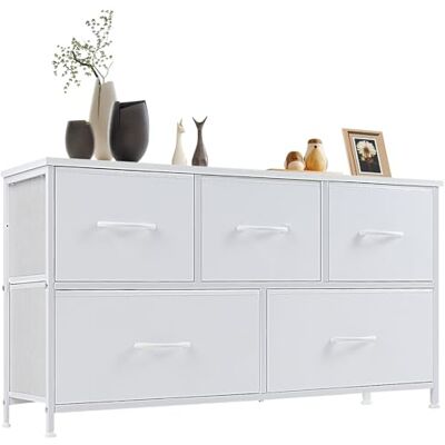 Sweetcrispy Kommode für Schlafzimmer, breite Schublade Kommode Organizer Storage Drawers Fabric Storage mit 5 Schubladen, kleine Kommode, TV Stand für Schlafzimmer, Schrank, Wohnzimmer, Kinderzimmer Sweetcrispy Kommode für Schlafzimmer, breite Schublade Kommode Organizer Storage Drawers Fabric Storage mit 5 Schubladen, kleine Kommode, TV Stand für Schlafzimmer, Schrank, Wohnzimmer, Kinderzimmer
