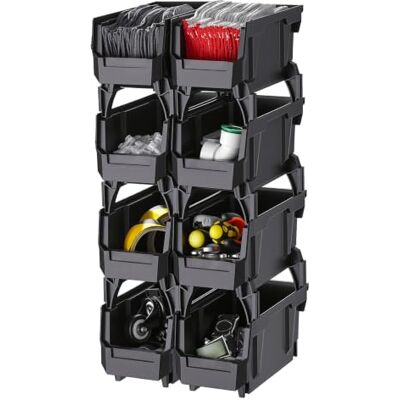 VEVOR Stapelboxen, 276x140x130 mm (8er-Pack), Sichtlagerboxen, Lagerboxen, Sichtlagerkasten zum Organisieren & Aufbewahren von Kleinteilen, Bürobedarf & anderem Zubehör, Schwarz VEVOR Stapelboxen, 276x140x130 mm (8er-Pack), Sichtlagerboxen, Lagerboxen, Sichtlagerkasten zum Organisieren & Aufbewahren von Kleinteilen, Bürobedarf & anderem Zubehör, Schwarz
