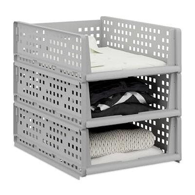 Relaxdays Set aus 3 grauen Aufbewahrungsboxen - Kleiderschrank-Organizer Relaxdays Set aus 3 grauen Aufbewahrungsboxen - Kleiderschrank-Organizer