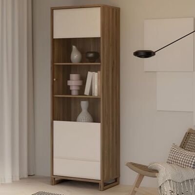 Forte MAREDA Vitrine 65, Schmale Wohnzimmervitrine mit Glastür, Kaschmir/Beige, Valencia Eiche Dekor/Sand, 64,8 cm breit, 195,7 cm hoch, 41,9 cm tief Forte MAREDA Vitrine 65, Schmale Wohnzimmervitrine mit Glastür, Kaschmir/Beige, Valencia Eiche Dekor/Sand, 64,8 cm breit, 195,7 cm hoch, 41,9 cm tief