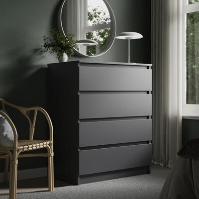 Home Collective Kommode mit 4 Schubladen 80x100 cm Kommode Anthrazit schmal Holz Schrank Kommode mit Schubladen Sideboard Highboard Anrichte Schlafzimmer Wohnzimmer Flur Büro Organizer Breite 80 cm Home Collective Kommode mit 4 Schubladen 80x100 cm Kommode Anthrazit schmal Holz Schrank Kommode mit Schubladen Sideboard Highboard Anrichte Schlafzimmer Wohnzimmer Flur Büro Organizer Breite 80 cm