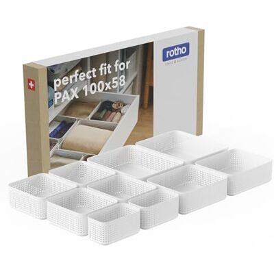 Rotho WOP Organizer Schubladen Organizer Aufbewahrungsbox 10er Set Weiß Schrank Organizer, Kleiderschrank Organizer, 10er-Set Körbe in XS bis XL, stapelbar, flexibel für Kommode und Schublade, Weiß Rotho WOP Organizer Schubladen Organizer Aufbewahrungsbox 10er Set Weiß Schrank Organizer, Kleiderschrank Organizer, 10er-Set Körbe in XS bis XL, stapelbar, flexibel für Kommode und Schublade, Weiß