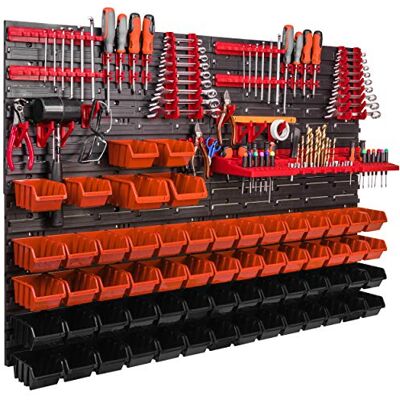 botle Werkstattregal 1152 x 780 mm Stapelboxen Lagersystem Wandregal Werkzeughalterungen Schüttenregal Sichtlagerkästen Extra Starke Wandplatte Regal Erweiterbar Lagerregal (62 Boxen orange/schwarz) botle Werkstattregal 1152 x 780 mm Stapelboxen Lagersystem Wandregal Werkzeughalterungen Schüttenregal Sichtlagerkästen Extra Starke Wandplatte Regal Erweiterbar Lagerregal (62 Boxen orange/schwarz)