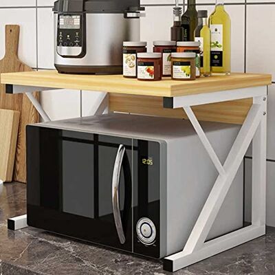 BAKAJI Schrankregal für Mikrowelle, Gestell aus Metall mit Ablage aus MDF-Holz, Organizer für Werkzeuge, Küchenutensilien, modernes Design, Größe 54 x 35 x 35 cm (Eiche) BAKAJI Schrankregal für Mikrowelle, Gestell aus Metall mit Ablage aus MDF-Holz, Organizer für Werkzeuge, Küchenutensilien, modernes Design, Größe 54 x 35 x 35 cm (Eiche)