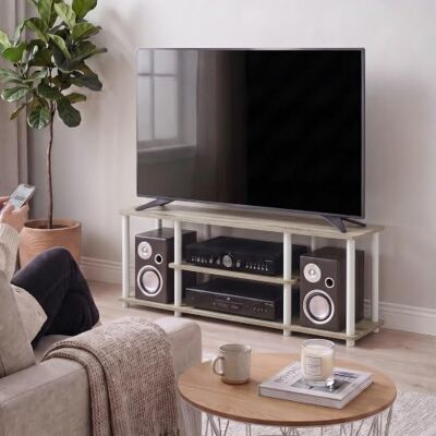 Furinno Turn-N-Tube 3-stufiges TV-Schrank, Fernseher 50 Zoll, Eiche Hell Werkzeugloser Montage Entertainment-Center mit Ablagefläche, TV-Konsole, für Wohnzimmer, Schlafzimmer Furinno Turn-N-Tube 3-stufiges TV-Schrank, Fernseher 50 Zoll, Eiche Hell Werkzeugloser Montage Entertainment-Center mit Ablagefläche, TV-Konsole, für Wohnzimmer, Schlafzimmer