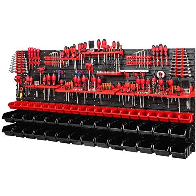 PAFEN Werkstattregal Wandregal 1728 x 780 mm Lagersystem mit Werkzeughalterungen und Stapelboxen Wandplatten Extra Starke Werkstattregal Schüttenregal (Rot/Schwarz) PAFEN Werkstattregal Wandregal 1728 x 780 mm Lagersystem mit Werkzeughalterungen und Stapelboxen Wandplatten Extra Starke Werkstattregal Schüttenregal (Rot/Schwarz)