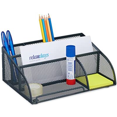 Relaxdays Schreibtisch Organizer, 5 Fächer, Mesh Design, Metall, HBT: 10,5x25,5x17 cm, Utensilienbox für Büro, anthrazit Relaxdays Schreibtisch Organizer, 5 Fächer, Mesh Design, Metall, HBT: 10,5x25,5x17 cm, Utensilienbox für Büro, anthrazit