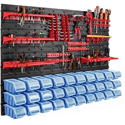 botle Lagersystem Wandregal Werkzeughalterungen Stapelboxen Schüttenregal Sichtlagerkästen Extra Starke Wandplatten Regal Erweiterbar Werkstattregal Lagerregal (Blau 1) botle Lagersystem Wandregal Werkzeughalterungen Stapelboxen Schüttenregal Sichtlagerkästen Extra Starke Wandplatten Regal Erweiterbar Werkstattregal Lagerregal (Blau 1)