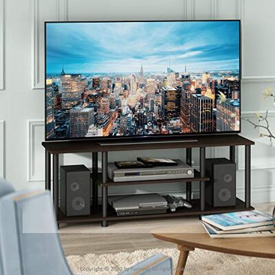 Furinno Turn-N-Tube 3-stufiger TV-Ständer bis 50 inch, Braun Werkzeuglose Montage, braunes Entertainment-Center mit Ablage, TV-Konsole für Wohnzimmer und Schlafzimmer Furinno Turn-N-Tube 3-stufiger TV-Ständer bis 50 inch, Braun Werkzeuglose Montage, braunes Entertainment-Center mit Ablage, TV-Konsole für Wohnzimmer und Schlafzimmer