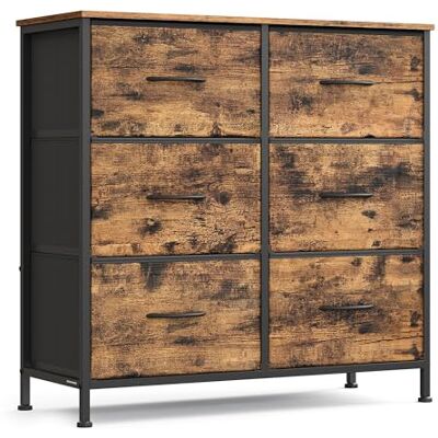 SONGMICS BELLAH Kollektion Kommode, Schrank, Aufbewahrungsschrank, für Schlafzimmer, Flur, Wohnzimmer, Stahl, 6 Schubladen, Industrie-Stil, vintagebraun-tintenschwarz LGS123BH04 SONGMICS BELLAH Kollektion Kommode, Schrank, Aufbewahrungsschrank, für Schlafzimmer, Flur, Wohnzimmer, Stahl, 6 Schubladen, Industrie-Stil, vintagebraun-tintenschwarz LGS123BH04