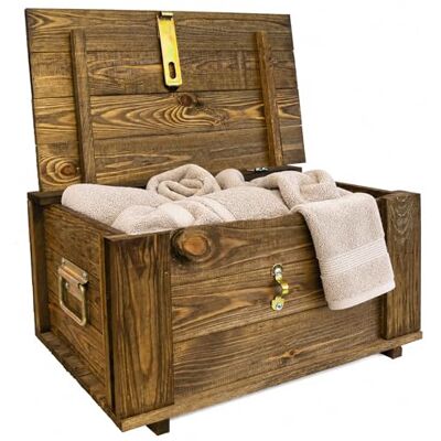 Kistenkolli Altes Land Holztruhe „Hugo“ mit Deckel – Aufbewahrungsbox & Spielzeugkiste aus Massivholz, Braun Kistenkolli Altes Land Holztruhe „Hugo“ mit Deckel – Aufbewahrungsbox & Spielzeugkiste aus Massivholz, Braun