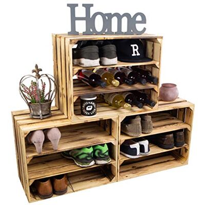Kistenkolli Altes Land Schuhschrank Schuhregal aus geflammten Holzkisten Schuhablage Schuhständer Schuhaufbewahrung für Kinder und Erwachsene stabiles Regal in Obstkisten Optik (doppelt Längs 50x40x29cm, 3er set) Kistenkolli Altes Land Schuhschrank Schuhregal aus geflammten Holzkisten Schuhablage Schuhständer Schuhaufbewahrung für Kinder und Erwachsene stabiles Regal in Obstkisten Optik (doppelt Längs 50x40x29cm, 3er set)