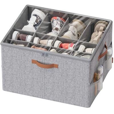 SONGMICS Schuh-Organizer für 16 Paar Schuhe, mit transparentem Deckel Schuhaufbewahrung, Schuhbox, Griffe, anpassbar, platzsparend, für Schrank, taubengrau, TINA Kollektion LSP555G01 SONGMICS Schuh-Organizer für 16 Paar Schuhe, mit transparentem Deckel Schuhaufbewahrung, Schuhbox, Griffe, anpassbar, platzsparend, für Schrank, taubengrau, TINA Kollektion LSP555G01