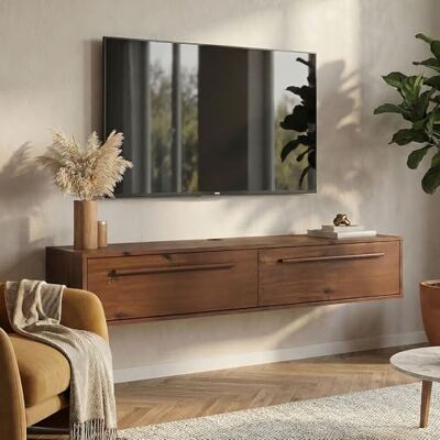 IDIMEX Lowboard TECCA 145 cm mit 2 Türen, Kastanie Finish – hängendes TV Board aus massivem Kiefernholz, modernes Design mit Klappenbeschlägen, platzsparend für Wohnzimmer & Flur IDIMEX Lowboard TECCA 145 cm mit 2 Türen, Kastanie Finish – hängendes TV Board aus massivem Kiefernholz, modernes Design mit Klappenbeschlägen, platzsparend für Wohnzimmer & Flur