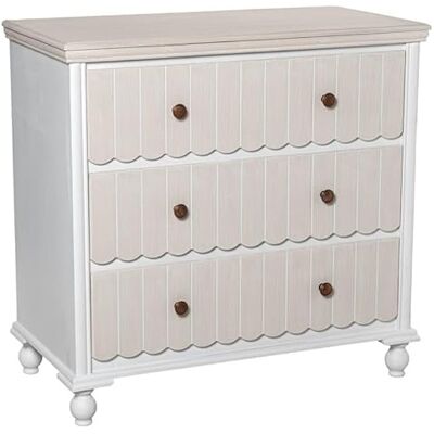 DRW Kommode mit 3 Schubladen aus MDF-Holz in Weiß und Creme, 78 x 80 x 40 cm DRW Kommode mit 3 Schubladen aus MDF-Holz in Weiß und Creme, 78 x 80 x 40 cm