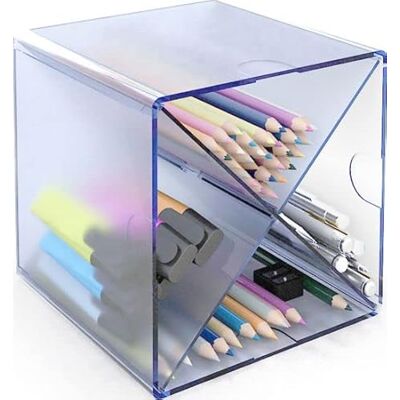 m-office Kali Modularer Organizer, stapelbar, aus transparentem Polystyrol, mit 4 getrennten Fächern durch eine Trennwand (Blau Transparent) m-office Kali Modularer Organizer, stapelbar, aus transparentem Polystyrol, mit 4 getrennten Fächern durch eine Trennwand (Blau Transparent)