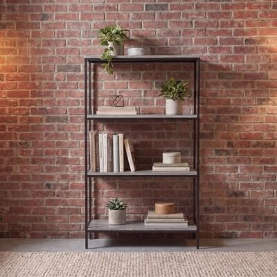 Vida Designs Brooklyn Bücherregal aus Holz – Aufbewahrungsregal – Rustikale Industriemöbel (Grau, 4 Etagen) Vida Designs Brooklyn Bücherregal aus Holz – Aufbewahrungsregal – Rustikale Industriemöbel (Grau, 4 Etagen)