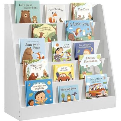 SONGMICS Custos Kollektion Bücherregal Kinder, Kinderregal, Montessori Regal mit 5 Ebenen, für Bilderbücher, Kinderzimmer-Regal, für Leseecke, 30 x 80 x 80 cm, wolkenweiß GKR076WZ01 SONGMICS Custos Kollektion Bücherregal Kinder, Kinderregal, Montessori Regal mit 5 Ebenen, für Bilderbücher, Kinderzimmer-Regal, für Leseecke, 30 x 80 x 80 cm, wolkenweiß GKR076WZ01