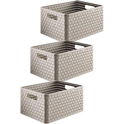 Rotho Country Aufbewahrungsboxen 3 x 18 L Korb Aufbewahrung aus PP in Beige Aufbewahrungskorb, Boxen Aufbewahrung, Storage Boxes, stapelbar, Ordnungsboxen im DIN-A4-Format, mit Griffen aus PP Rotho Country Aufbewahrungsboxen 3 x 18 L Korb Aufbewahrung aus PP in Beige Aufbewahrungskorb, Boxen Aufbewahrung, Storage Boxes, stapelbar, Ordnungsboxen im DIN-A4-Format, mit Griffen aus PP