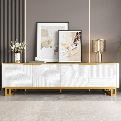 BTM TV-Schrank mit Vier Türen, TV-Ständer, TV-Paneel, niedriger Ständer. Einzigartiges Design, geometrische Textur. 160x37,5x48cm (L x B x H) BTM TV-Schrank mit Vier Türen, TV-Ständer, TV-Paneel, niedriger Ständer. Einzigartiges Design, geometrische Textur. 160x37,5x48cm (L x B x H)