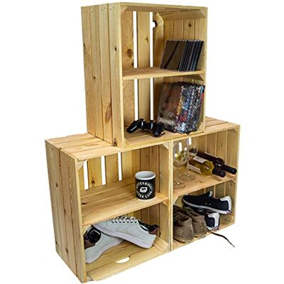 Kistenkolli Altes Land Schuhschrank Schuhregal Naturholz unbehandelt upcycling massivholz Holzkisten Weinkisten Regalkisten Maße 50x40x29cm (je Kiste) (3er Set Johanna Quer) Kistenkolli Altes Land Schuhschrank Schuhregal Naturholz unbehandelt upcycling massivholz Holzkisten Weinkisten Regalkisten Maße 50x40x29cm (je Kiste) (3er Set Johanna Quer)