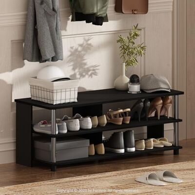 Furinno Turn-N-Tube Schuhregal, 3-stöckiger Schuh-Organizer, kompakte Schuhaufbewahrung mit offenen Regalen und Edelstahlrohren, 39.4 x 104.4 x 40.1 cm, für Schrank, Büro, Garage, Americano Furinno Turn-N-Tube Schuhregal, 3-stöckiger Schuh-Organizer, kompakte Schuhaufbewahrung mit offenen Regalen und Edelstahlrohren, 39.4 x 104.4 x 40.1 cm, für Schrank, Büro, Garage, Americano