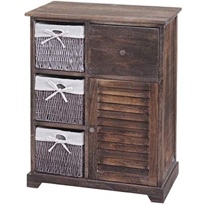 Mendler Kommode HWC-H21 Massiv-Holz 80x60x30cm Shabby braun Schrank, Schubladenkommode, Korb-Schublade Mendler Kommode HWC-H21 Massiv-Holz 80x60x30cm Shabby braun Schrank, Schubladenkommode, Korb-Schublade