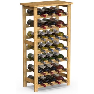 BAKAJI Weinregal aus Bambusholz mit 28 Fächern für Champagner, Flaschenregal für Bar, Wohnzimmer, Küche, Bistro, Restaurant, 47 x 29 x 93,5 cm (Natur) BAKAJI Weinregal aus Bambusholz mit 28 Fächern für Champagner, Flaschenregal für Bar, Wohnzimmer, Küche, Bistro, Restaurant, 47 x 29 x 93,5 cm (Natur)