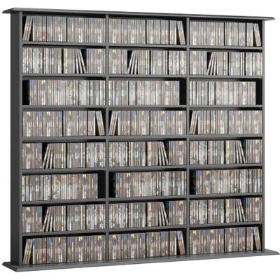 HOMCOM 1032 CD/594 DVD & 594 Blu-ray Aufbewahrungsregal Schwarz 24 Fächer, 18 verstellbare Regalböden, CD-Turm, Wohnzimmer, Schlafzimmer, Büro HOMCOM 1032 CD/594 DVD & 594 Blu-ray Aufbewahrungsregal Schwarz 24 Fächer, 18 verstellbare Regalböden, CD-Turm, Wohnzimmer, Schlafzimmer, Büro