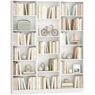 HOMCOM Bücherregal mit 17 Fächern 6 Ebenen hoch 149 x 23,6 x 188 cm Weiß Bücherregal mit 17 Würfeln, verstellbare Regalböden, freistehendes Regal Display, Homeoffice, Wohnzimmer HOMCOM Bücherregal mit 17 Fächern 6 Ebenen hoch 149 x 23,6 x 188 cm Weiß Bücherregal mit 17 Würfeln, verstellbare Regalböden, freistehendes Regal Display, Homeoffice, Wohnzimmer